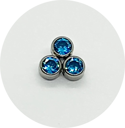 Labret Trinity Cristal Azul Claro Flat