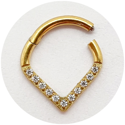 Segmento Articulado V Zircônias cravejadas PVD Gold