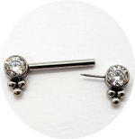 Barbel Reto Zircônia 3B (Push Pin) - Natural e PVD Gold