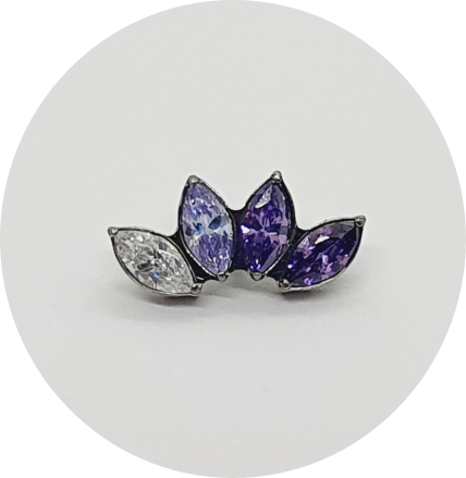 Labret Cluster Navete Zircônia 4P - Várias Cores