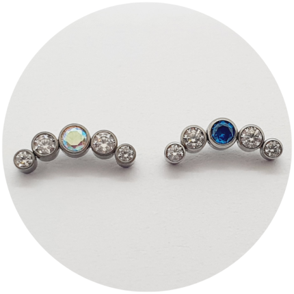 Labret Mini Cluster Zircônias brancas com zircônia furta-cor ou azul