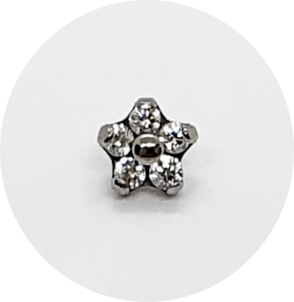 Labret Micro Flor Zircônia com chapa central - Várias Cores