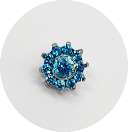 Labret Mini Flor Zircônia Azul Aqua