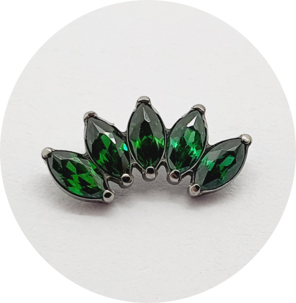 Labret Mini Navete Zircônia Verde Esmeralda