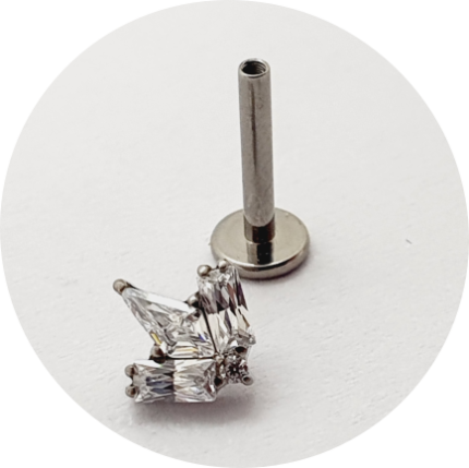 Labret Zircônia Losângo e retângulo 3P