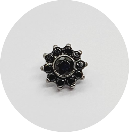 Labret Mini Flor Cristal Preto