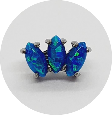 Labret Navete Opala Azul e Verde 3P