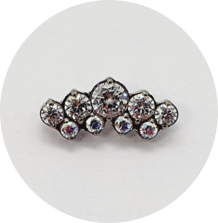 Labret Cluster Zircônia Branca e Furta-cor 10P