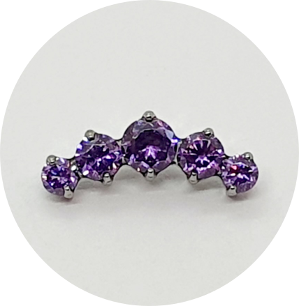 Labret Mini Cluster Zircônia Lilás Escuro 5P