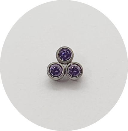 Labret Micro Trinity Zircônia Lilás Escuro Flat