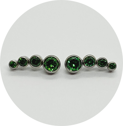Labret Cluster Zircônia Verde 4P