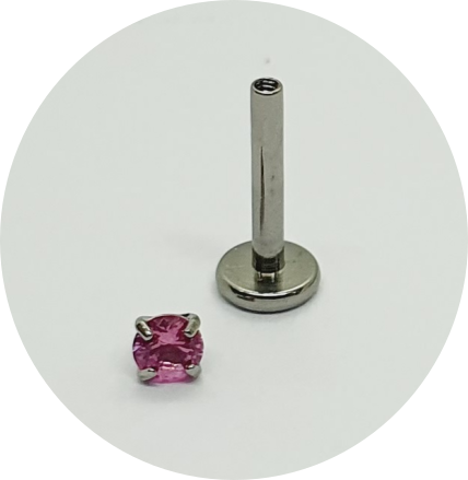 Labret Zircônia Rosa Prongset