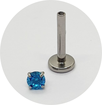 Labret Zircônia Azul Prongset