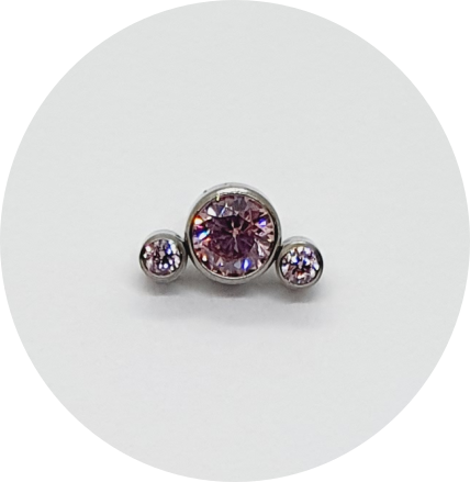 Labret Zircônia Rosa 3P