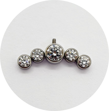 Labret Cluster Zircônia Rosca Vertical 5P