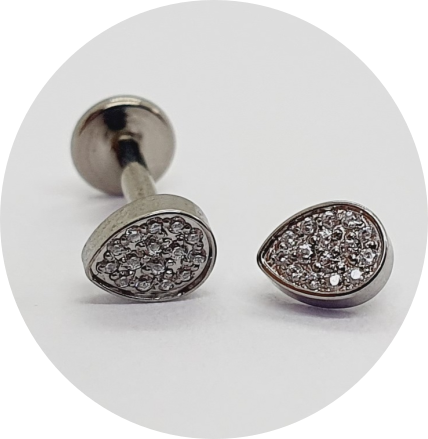 Labret Gota com Zircônias cravejadas