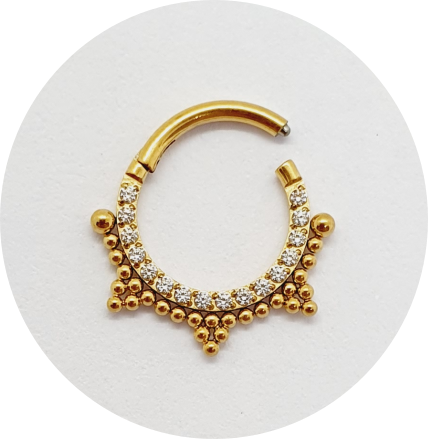 Segmento Articulado Zircônias cravejadas com Esferas PVD Gold