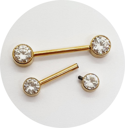 Barbel Reto Zircônia Flat PVD Gold