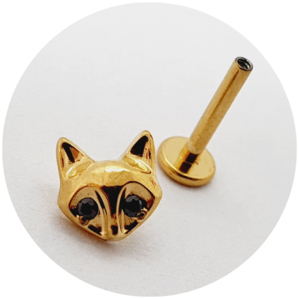 Labret Raposa Zircônia Black PVD Gold