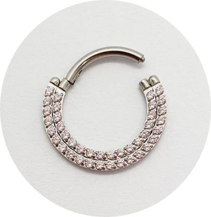 Segmento Articulado Zircônia Rosa Cravejada Duplo Frontal