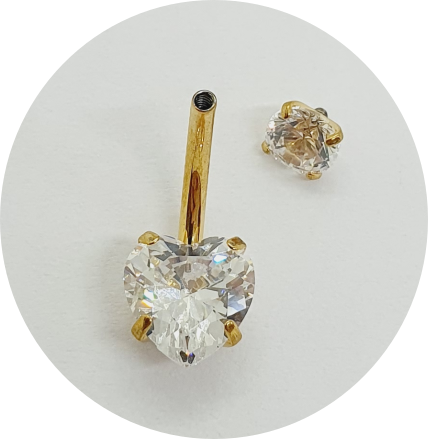 Banana Bell Zircônia Coração Prongset PVD Gold