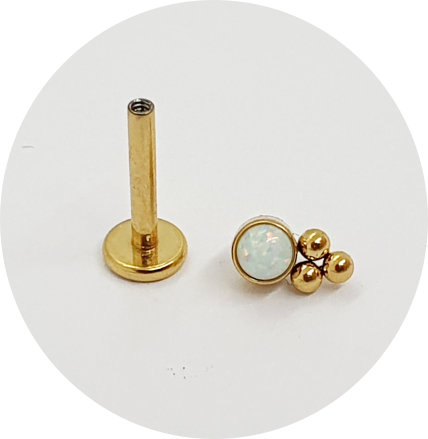 Labret Mini Opala Branca 3B PVD Gold