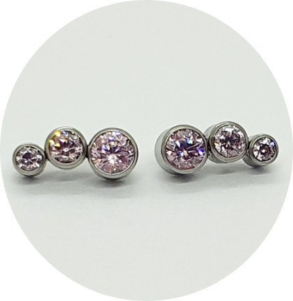 Labret Mini Zircônia Rosa 3P V2