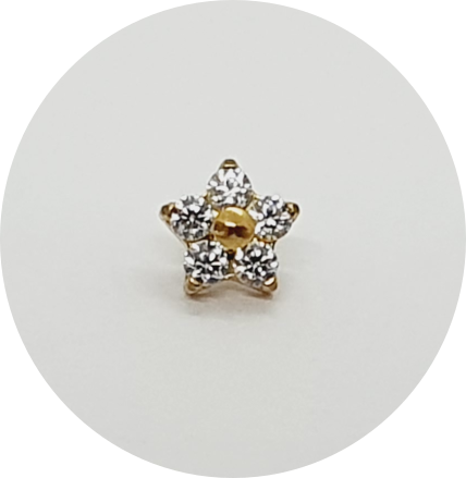 Labret Micro Flor Zircônia chapa PVD Gold - Haste sem PVD