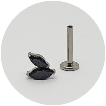 Labret Zircônia Navete Black 2P