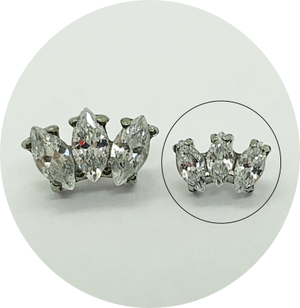 Labret Trio Mini Navete Zircônia