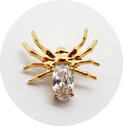 Labret Aranha com Zircônia PVD Gold