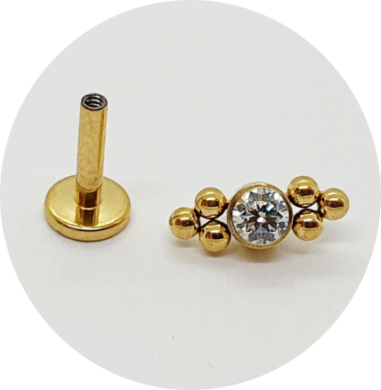 Labret Mini Zircônia PVD Gold 6B II