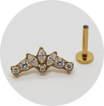 Labret Cluster Zircônia 8P - Narutal e PVD Gold