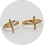 Segmento Articulado Barra Vertical Zircônias cravejadas - Natural e PVD Gold - Imagem 2