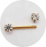 Barbel Reto Zircônia Prongset - Natural e PVD Gold