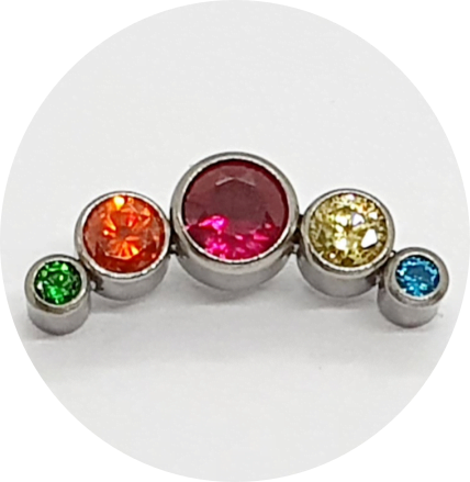 Labret Cluster Zircônia Arco-íris