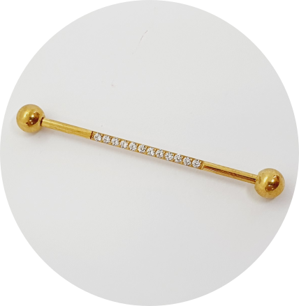Transversal Zircônias cravejadas PVD Gold (rosca externa)