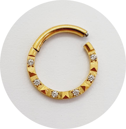 Segmento Articulado Talhado com zircônias cravejadas PVD Gold