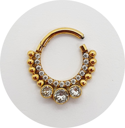Segmenro Articulado Zircônias cravejadas 3P 10B PVD Gold