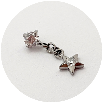 Labret Zircônia prongset com pingente estrela