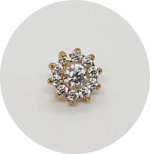 Labret Mini Flor Zircônia PVD Gold - Haste em titânio natural
