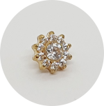 Labret Mini Flor Zircônia PVD Gold - Haste em titânio natural - Imagem 2