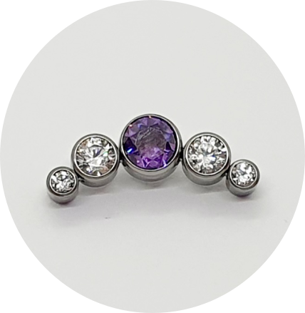 Labret Cluster Zircônia Branca e Roxa 5P
