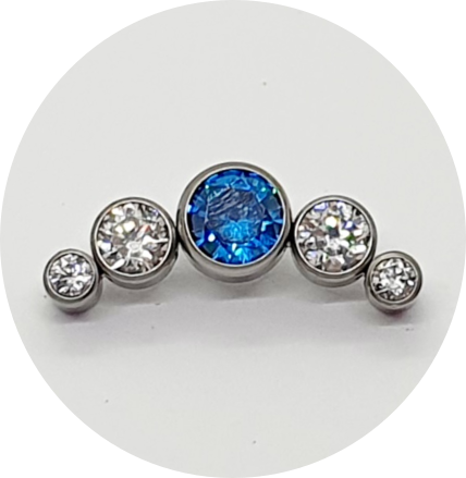 Labret Cluster Zircônia Branca e Azul 5P
