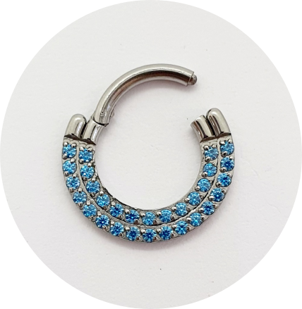 Segmento Articulado Duplo Zircônia Azul cravejadas