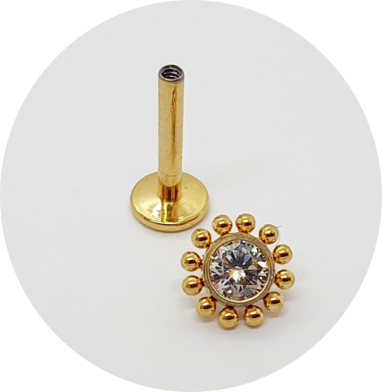 Labret Sol Zircônia G PVD Gold