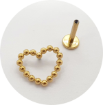 Labret Coração de esferas - Natural e PVD Gold