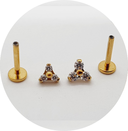Labret Mini Trinity Zircônia PVD Gold