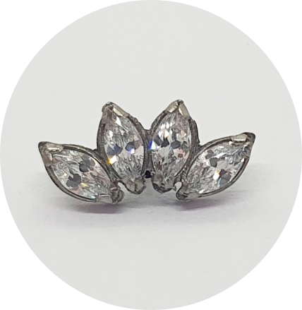Labret Zircônia Navete 4P
