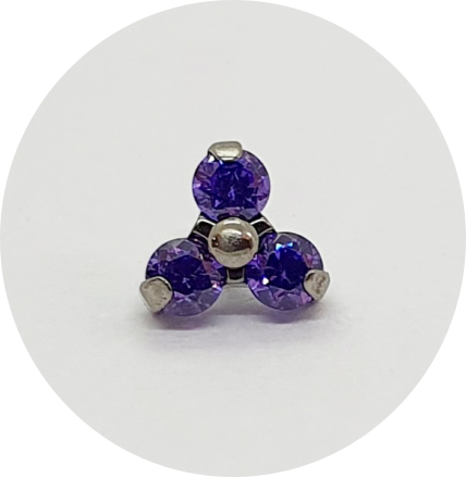 Labret Trinity Zircônia Lilás Escuro